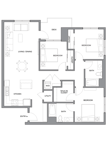 3B w/ Balcony floor plan